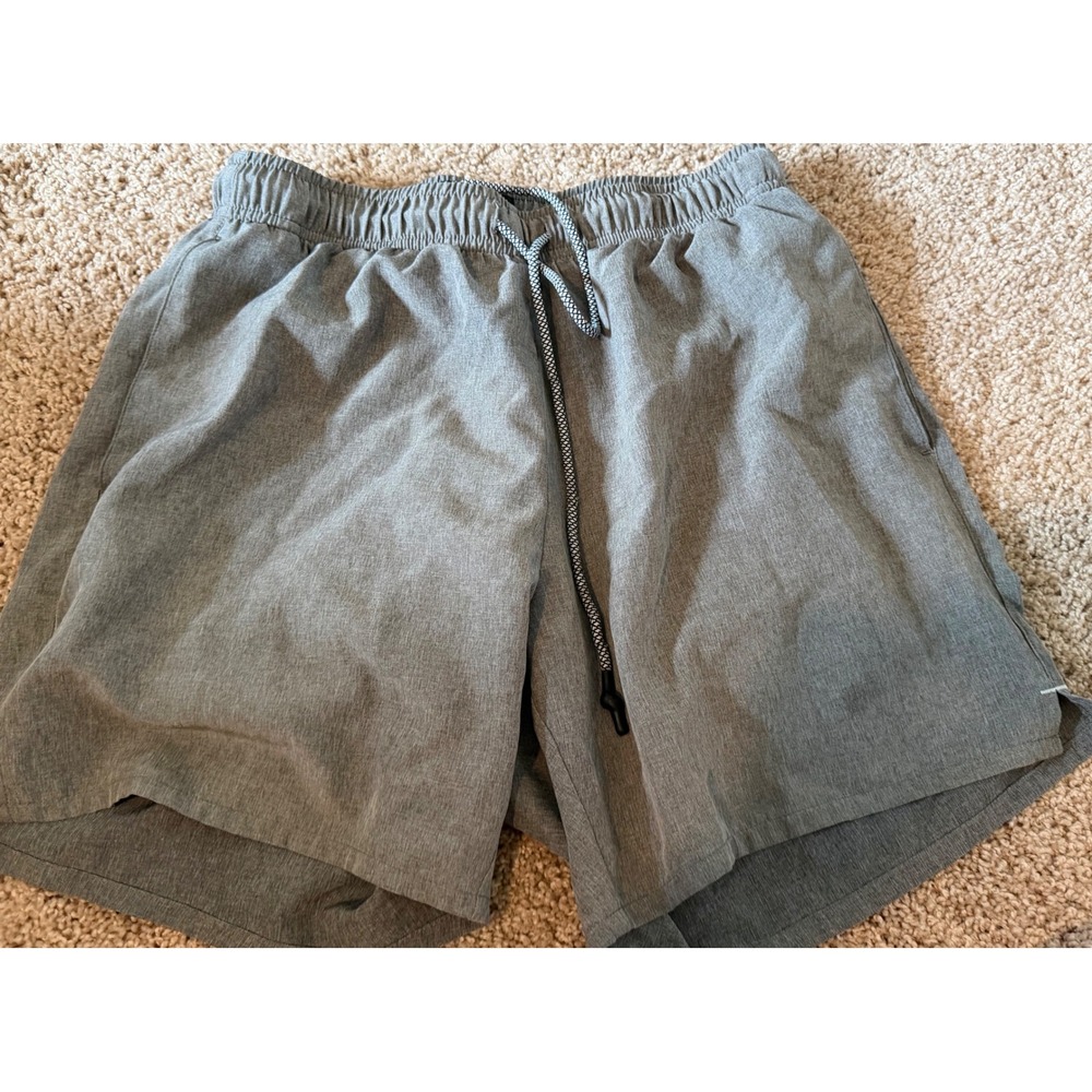 Goodlife Mens Swim Trunks‎ Heathered Grey Elastic Waist Drawstring Shorts Small